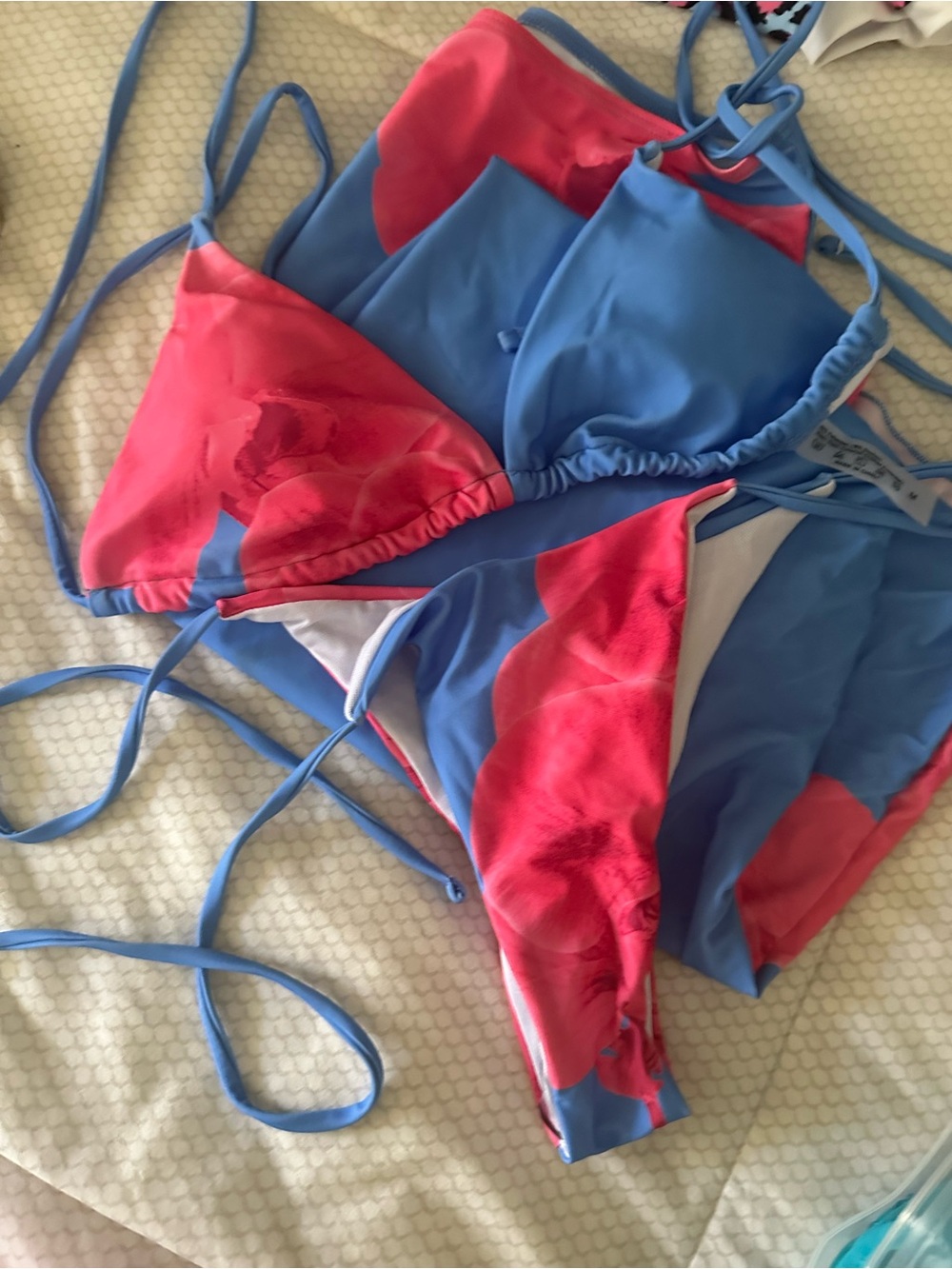 Blue & Pink Triangle Bikini Set